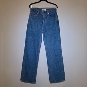 A&F '90s Relaxed Curve Love Rhinestone Stud Jeans 28 High Rise Y2K